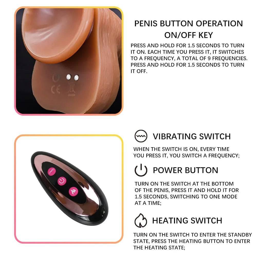 Realistic Penis Automatic Retractable Heated Swing Vibrator with Remote Control Sex Toy for Woman Masturbator Dildo Adult shop - Passion Pulse Adult