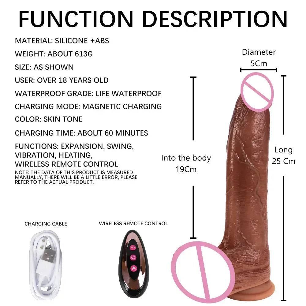 Realistic Penis Automatic Retractable Heated Swing Vibrator with Remote Control Sex Toy for Woman Masturbator Dildo Adult shop - Passion Pulse Adult