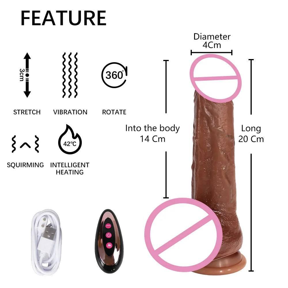 Realistic Penis Automatic Retractable Heated Swing Vibrator with Remote Control Sex Toy for Woman Masturbator Dildo Adult shop - Passion Pulse Adult