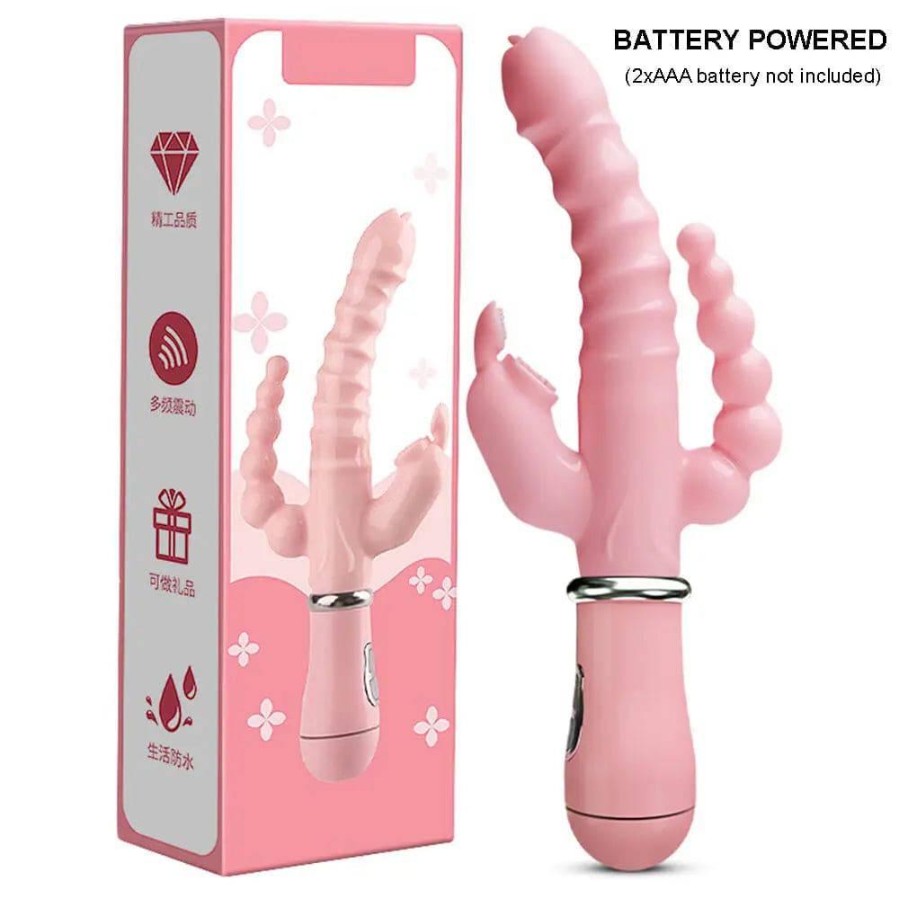 3-in-1 Dildo Vibrator – Tongue Licking, G-Spot & Clit Stimulator - Passion Pulse Adult