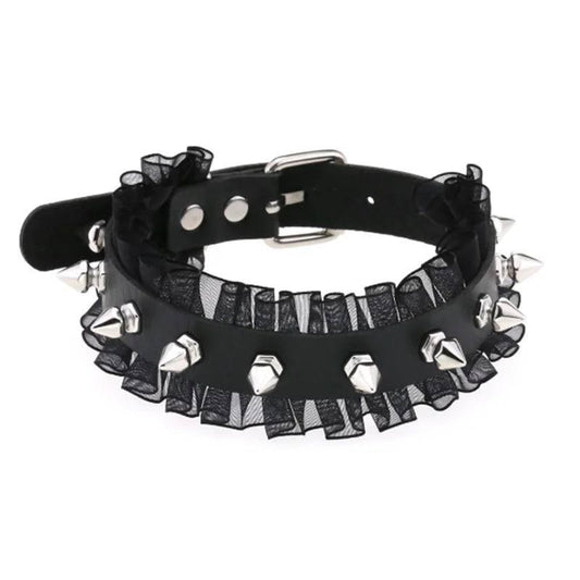 Harajuku Punk Rock Rivet Goth Choker | PU Leather Collar with Heart, Cross & Spikes | Hip Hop Bondage Jewelry for Women - Passion Pulse Adult