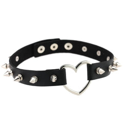 Harajuku Punk Rock Rivet Goth Choker | PU Leather Collar with Heart, Cross & Spikes | Hip Hop Bondage Jewelry for Women - Passion Pulse Adult
