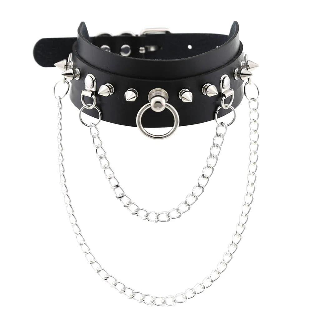 Harajuku Punk Rock Rivet Goth Choker | PU Leather Collar with Heart, Cross & Spikes | Hip Hop Bondage Jewelry for Women - Passion Pulse Adult