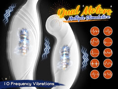 ProPulse Dual Cock Ring and Anal Vibrator - C-Shaped Rotating Prostate Massager with Dual Silicone Rings for Men’s Pleasure and Erection Enhancement - Passion Pulse Adult