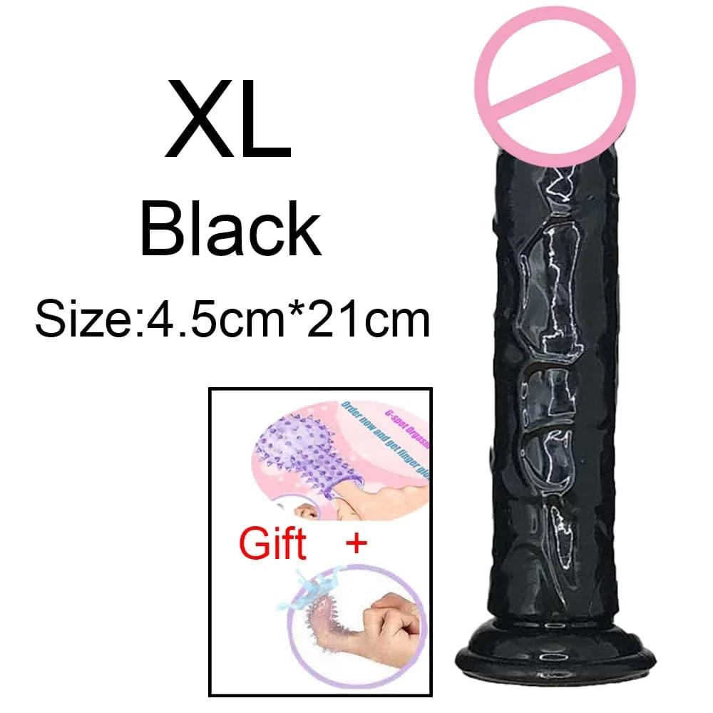 Transparent Jelly Dildo – Large Suction Cup Dildo in 5 Colors for Anal & Vaginal Play - Passion Pulse Adult