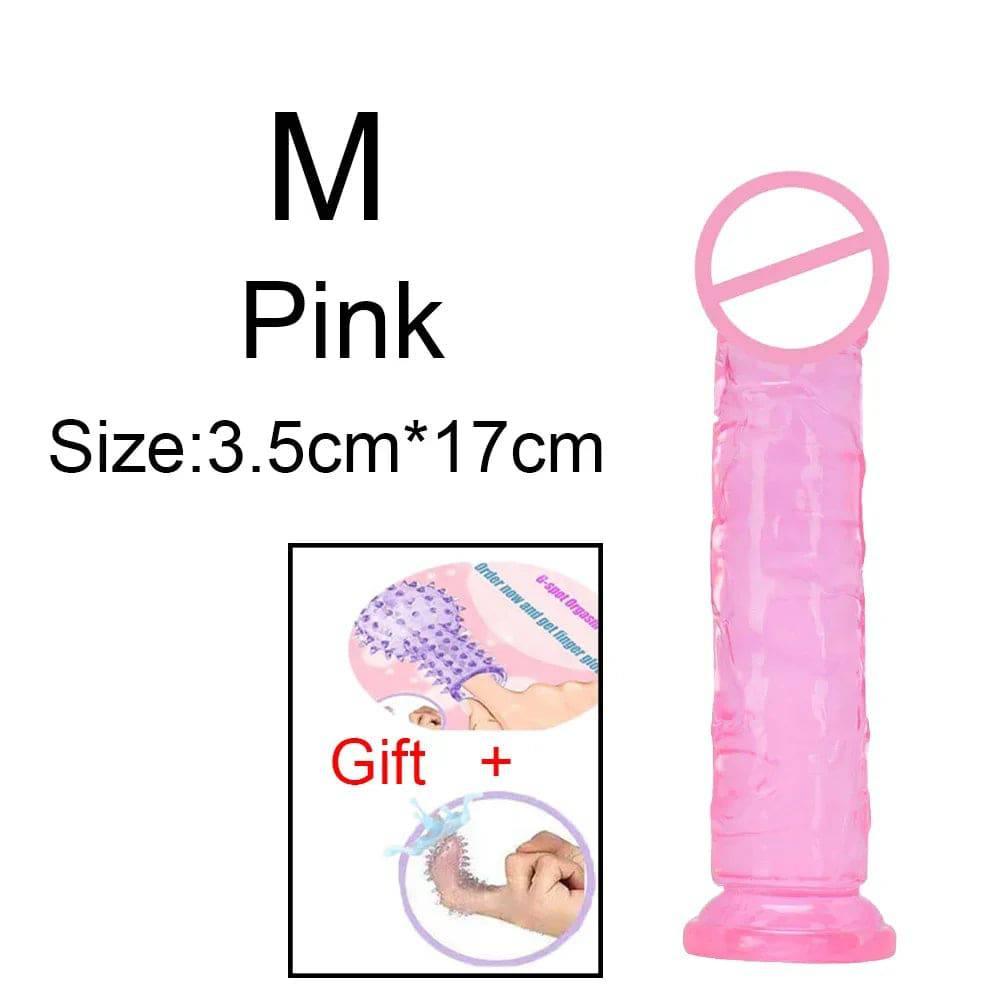 Transparent Jelly Dildo – Large Suction Cup Dildo in 5 Colors for Anal & Vaginal Play - Passion Pulse Adult