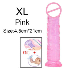 Transparent Jelly Dildo – Large Suction Cup Dildo in 5 Colors for Anal & Vaginal Play - Passion Pulse Adult