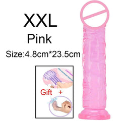 Transparent Jelly Dildo – Large Suction Cup Dildo in 5 Colors for Anal & Vaginal Play - Passion Pulse Adult