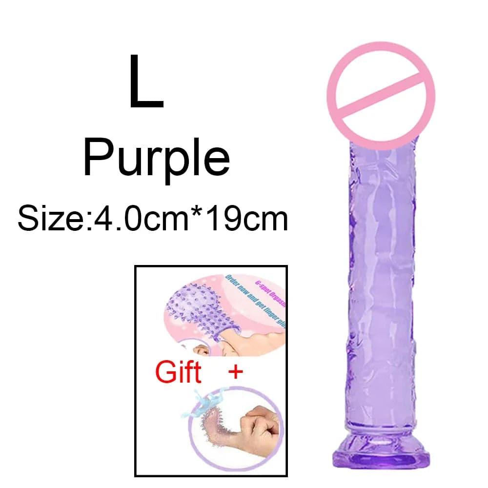 Transparent Jelly Dildo – Large Suction Cup Dildo in 5 Colors for Anal & Vaginal Play - Passion Pulse Adult