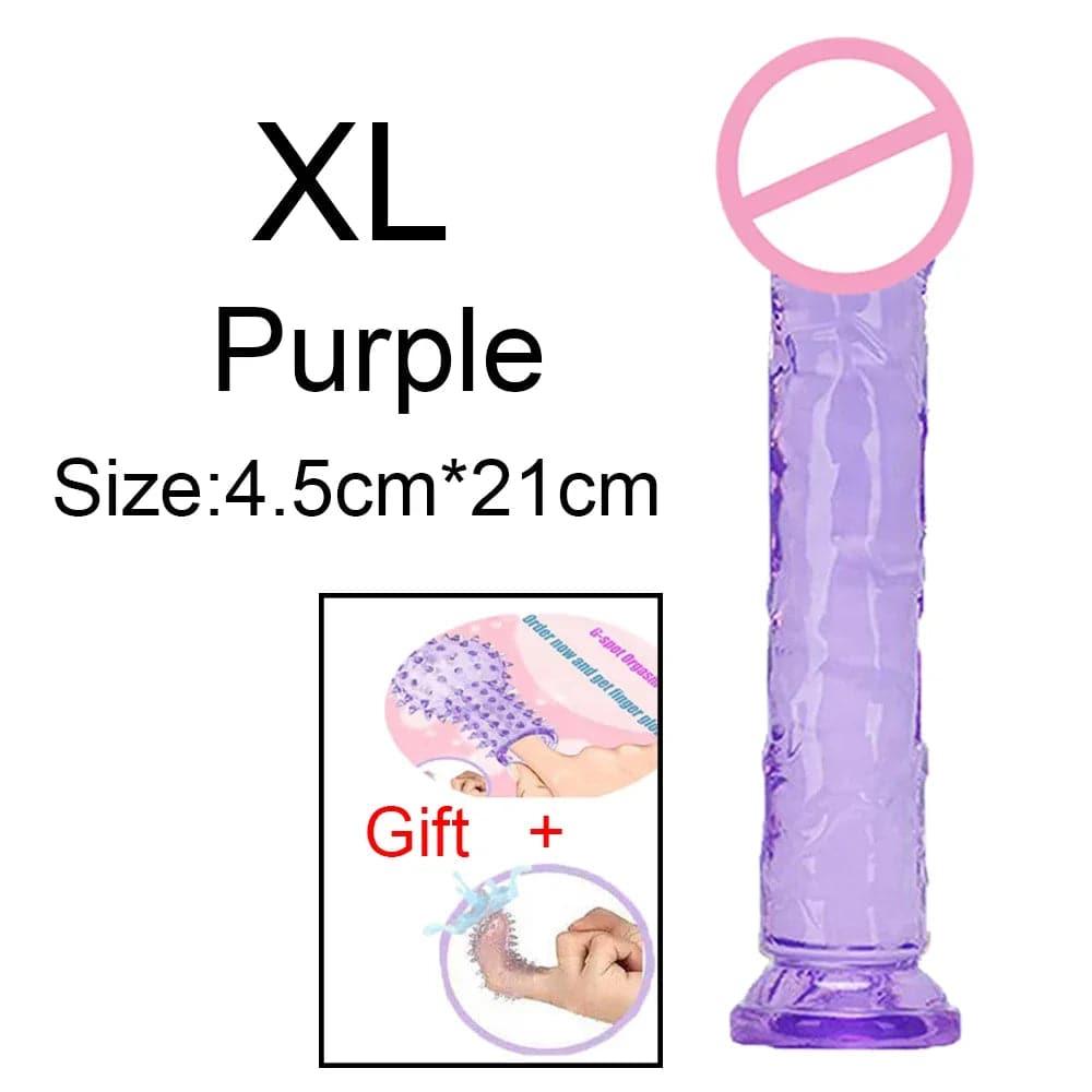 Transparent Jelly Dildo – Large Suction Cup Dildo in 5 Colors for Anal & Vaginal Play - Passion Pulse Adult