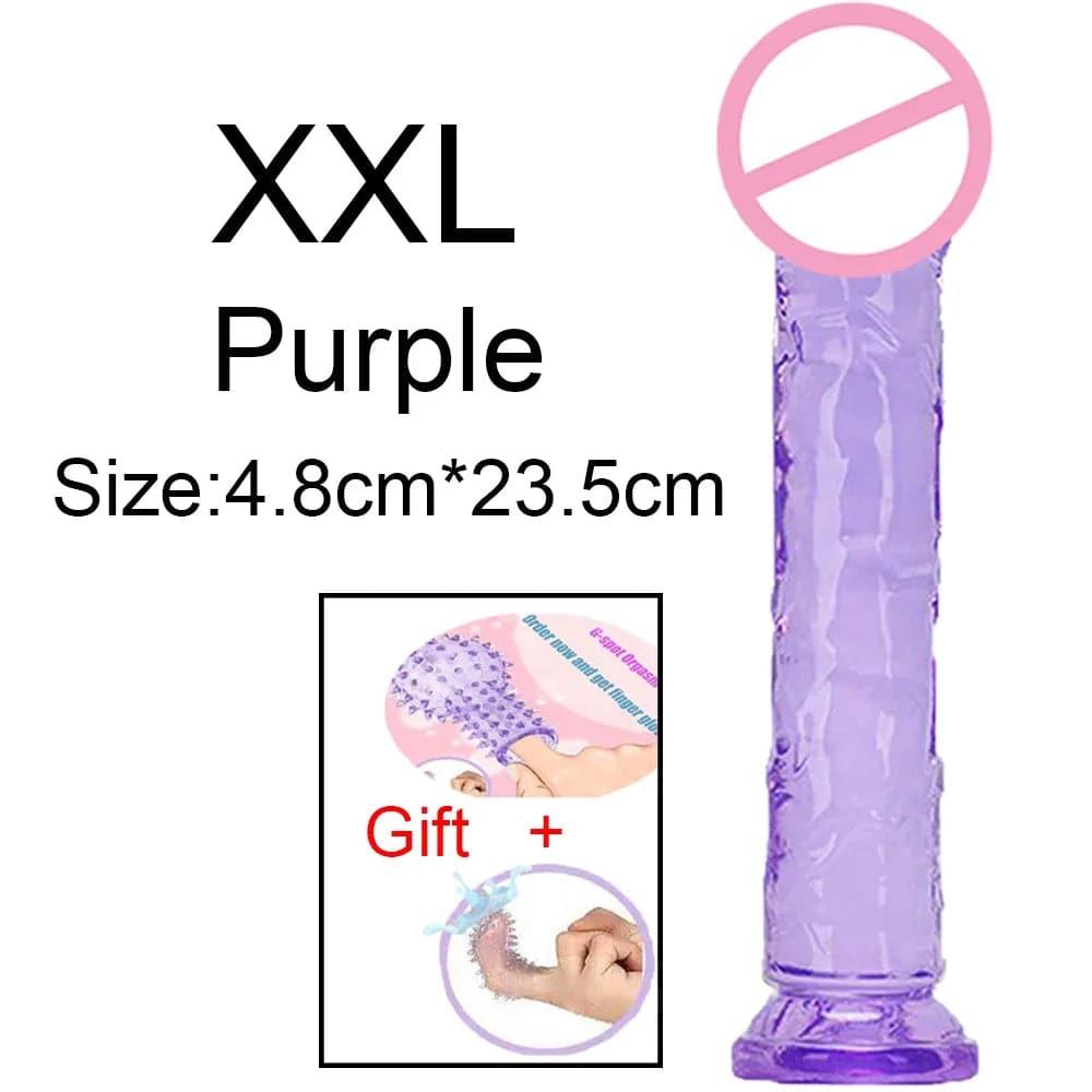 Transparent Jelly Dildo – Large Suction Cup Dildo in 5 Colors for Anal & Vaginal Play - Passion Pulse Adult