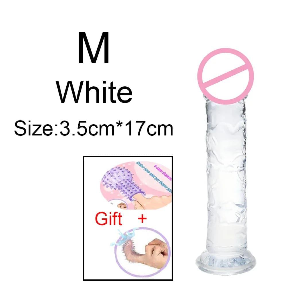 Transparent Jelly Dildo – Large Suction Cup Dildo in 5 Colors for Anal & Vaginal Play - Passion Pulse Adult