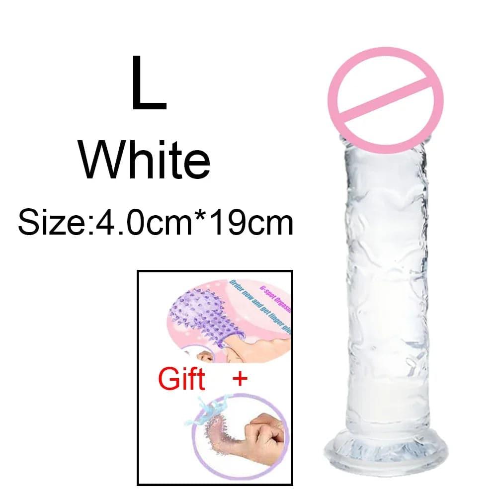 Transparent Jelly Dildo – Large Suction Cup Dildo in 5 Colors for Anal & Vaginal Play - Passion Pulse Adult