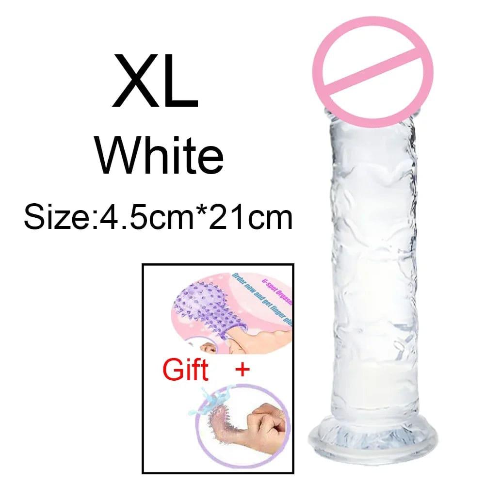 Transparent Jelly Dildo – Large Suction Cup Dildo in 5 Colors for Anal & Vaginal Play - Passion Pulse Adult