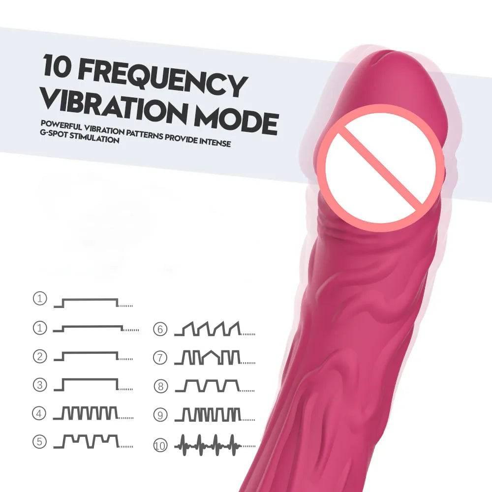 Realistic Silicone Dildo Vibrator – 10 Vibration Modes for G-Spot & Clitoral Stimulation - Passion Pulse Adult