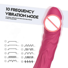 Realistic Silicone Dildo Vibrator – 10 Vibration Modes for G-Spot & Clitoral Stimulation - Passion Pulse Adult