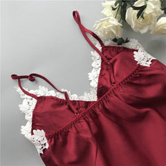 Thin lace suspender shorts and pajamas two-piece set - Passion Pulse Adult