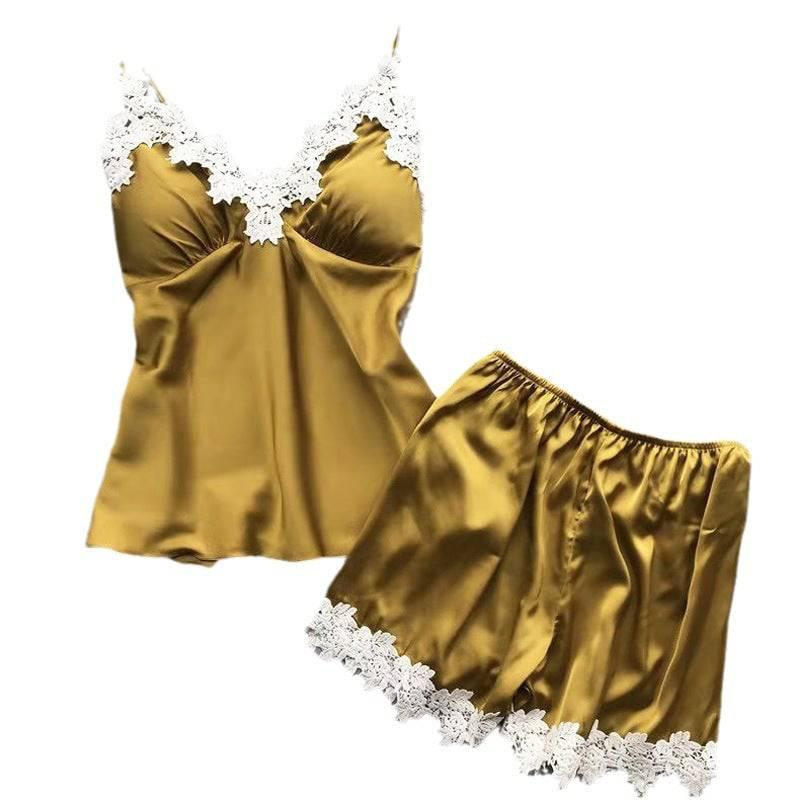 Thin lace suspender shorts and pajamas two-piece set - Passion Pulse Adult