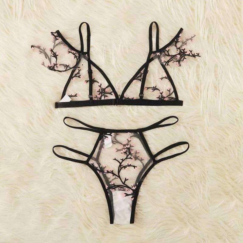 Sexy Plum Blossom Embroidered Sexy Underwear - Passion Pulse Adult