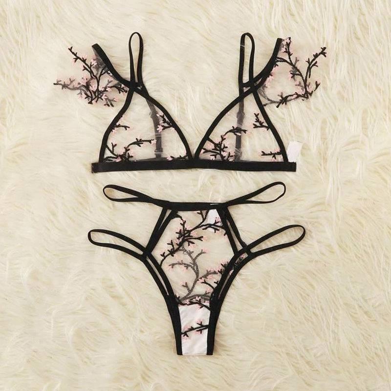 Sexy Plum Blossom Embroidered Sexy Underwear - Passion Pulse Adult