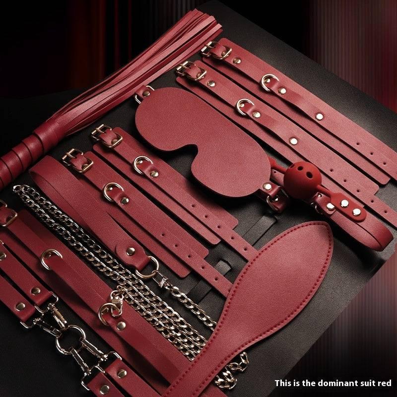 SM Discipline Set: Cuffs and Leather Whip - Passion Pulse Adult