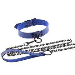 Collar BDSM ajustable con correa – Gargantilla con remaches y cadena de acero para juegos de rol y bondage en pareja.