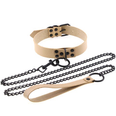 Collar BDSM ajustable con correa – Gargantilla con remaches y cadena de acero para juegos de rol y bondage en pareja.