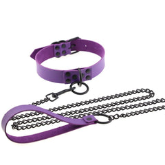 Collar BDSM ajustable con correa – Gargantilla con remaches y cadena de acero para juegos de rol y bondage en pareja.