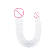 Consolador de gelatina suave de 44 cm, doble pene realista largo, tapón vaginal y anal para lesbianas, flexible, pene falso para mujeres, juguetes sexuales