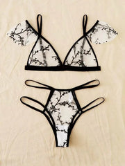 lencería sexy bordada con flores de ciruelo