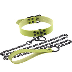 Collar BDSM ajustable con correa – Gargantilla con remaches y cadena de acero para juegos de rol y bondage en pareja.