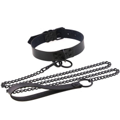Collar BDSM ajustable con correa – Gargantilla con remaches y cadena de acero para juegos de rol y bondage en pareja.