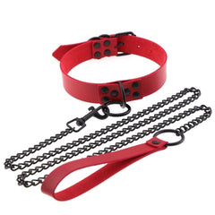 Collar BDSM ajustable con correa – Gargantilla con remaches y cadena de acero para juegos de rol y bondage en pareja.